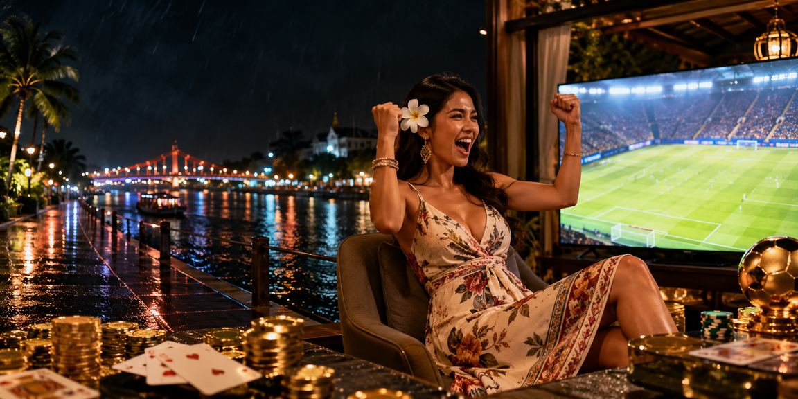 Model Vietnam memainkan permainan kartu dengan ekspresi antusias di meja kasino